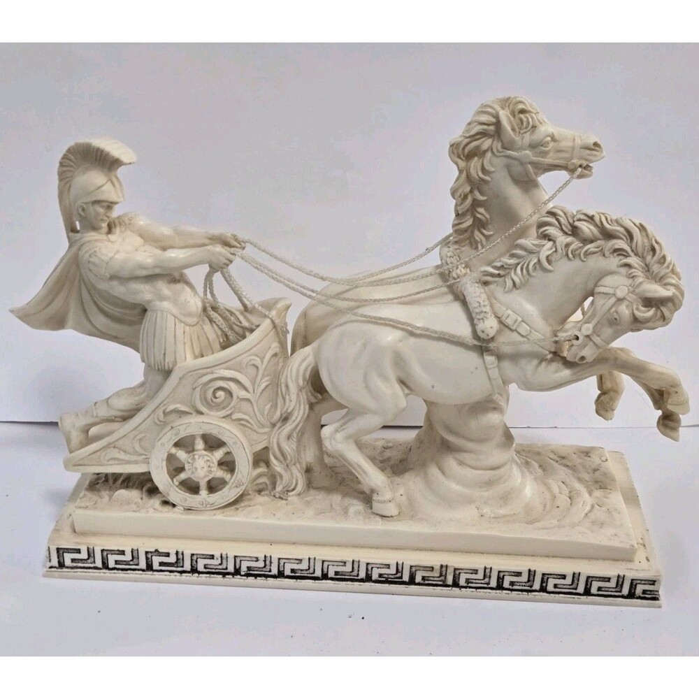 Vintage Roman Chariot Sculpture Amilcare Santini 16" Made in Italy Statue Large